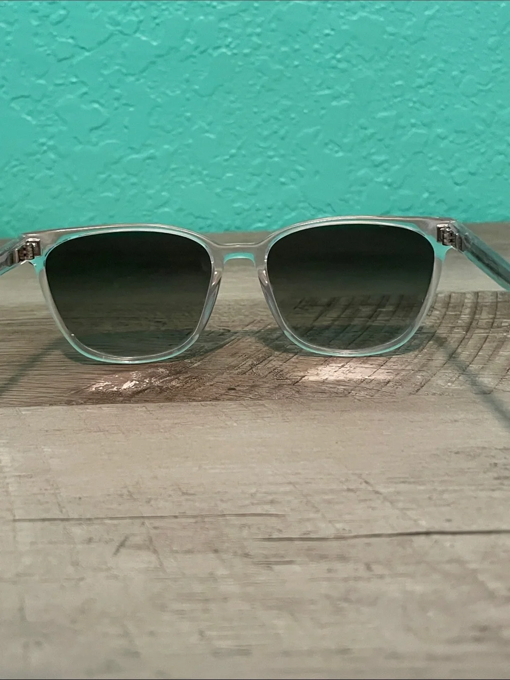 Warby Parker Clear Frame Sunglasses with Dark Lenses